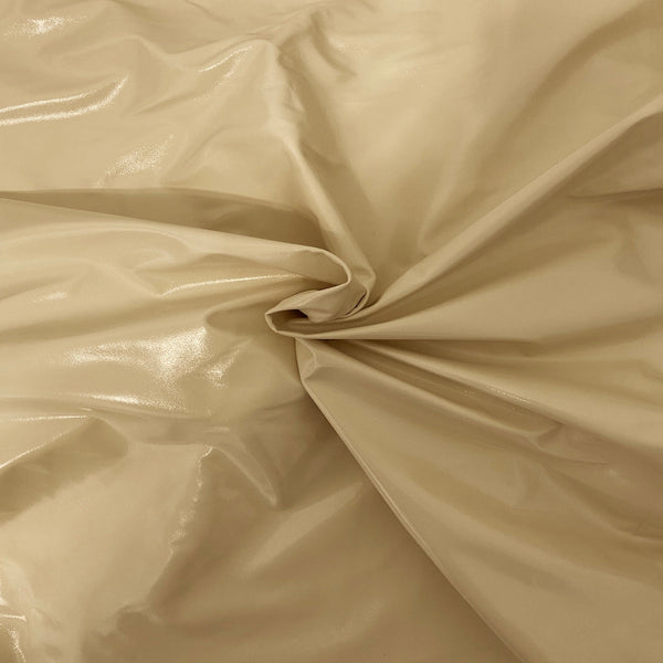 Beige Faux Patent Leather Apparel Vinyl Fabric