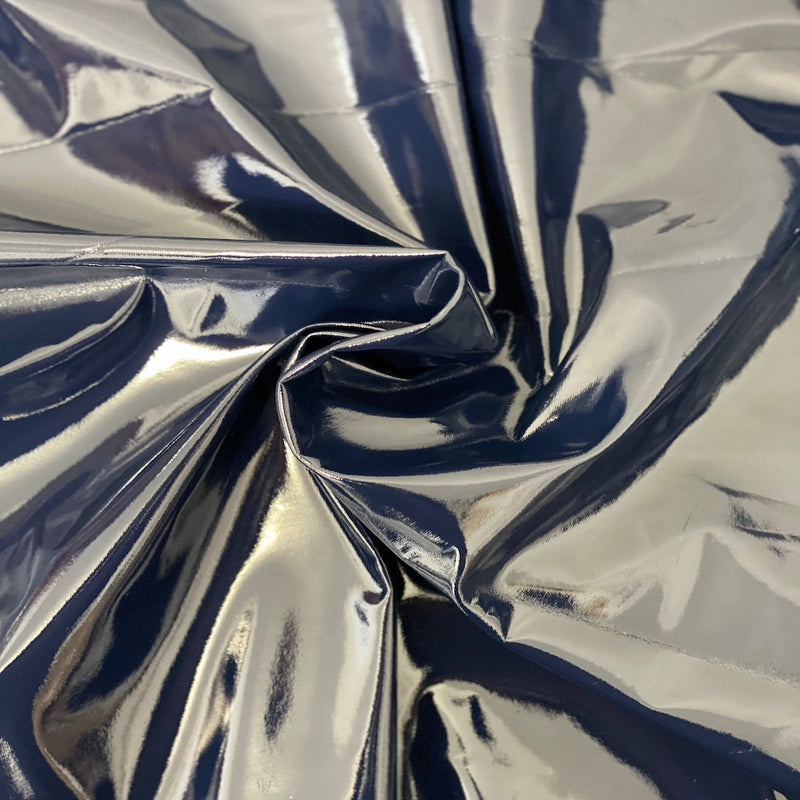 Navy Blue Faux Patent Leather Apparel Vinyl Fabric