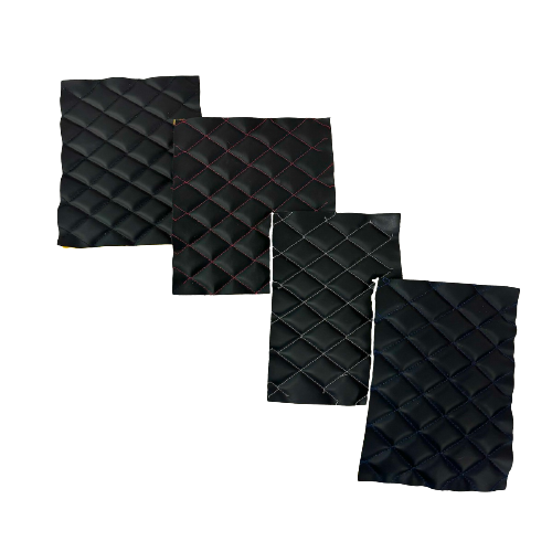 Black Diamond Quilted Foam Backed Faux Leather Vinyl Fabric