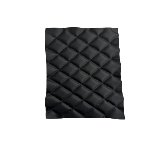 Black Diamond Quilted Foam Backed Faux Leather Vinyl Fabric