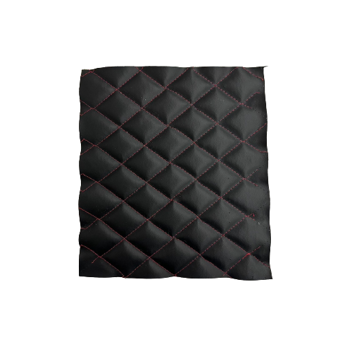 Red | Black Diamond Quilted Foam Backed Faux Leather Vinyl Fabric