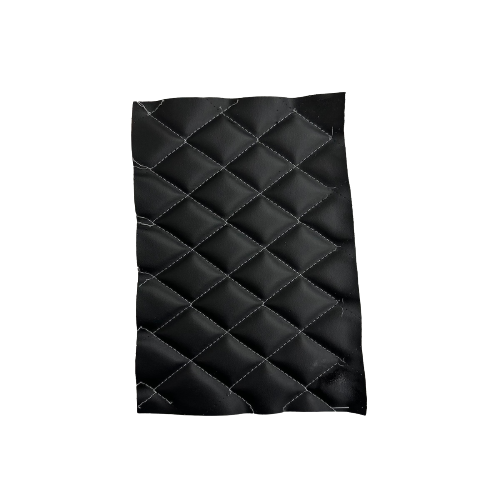 White | Black Diamond Quilted Foam Backed Faux Leather Vinyl Fabric