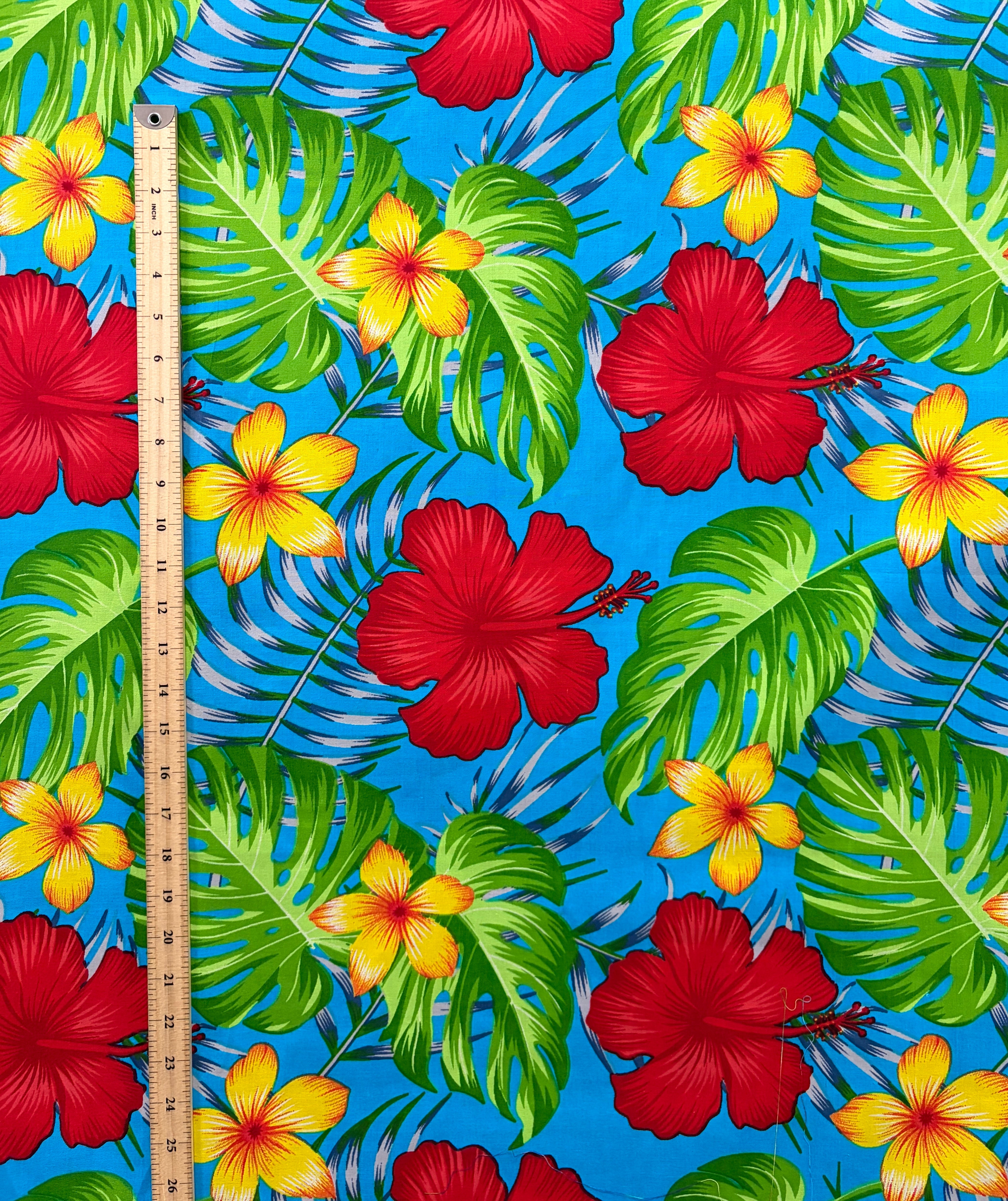 All over Tropical Flowers Cotton Fabric | Islands Fabric