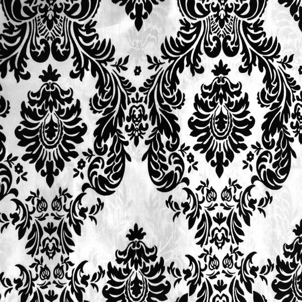 White | Black Damask Flocking Velvet Taffeta Fabric