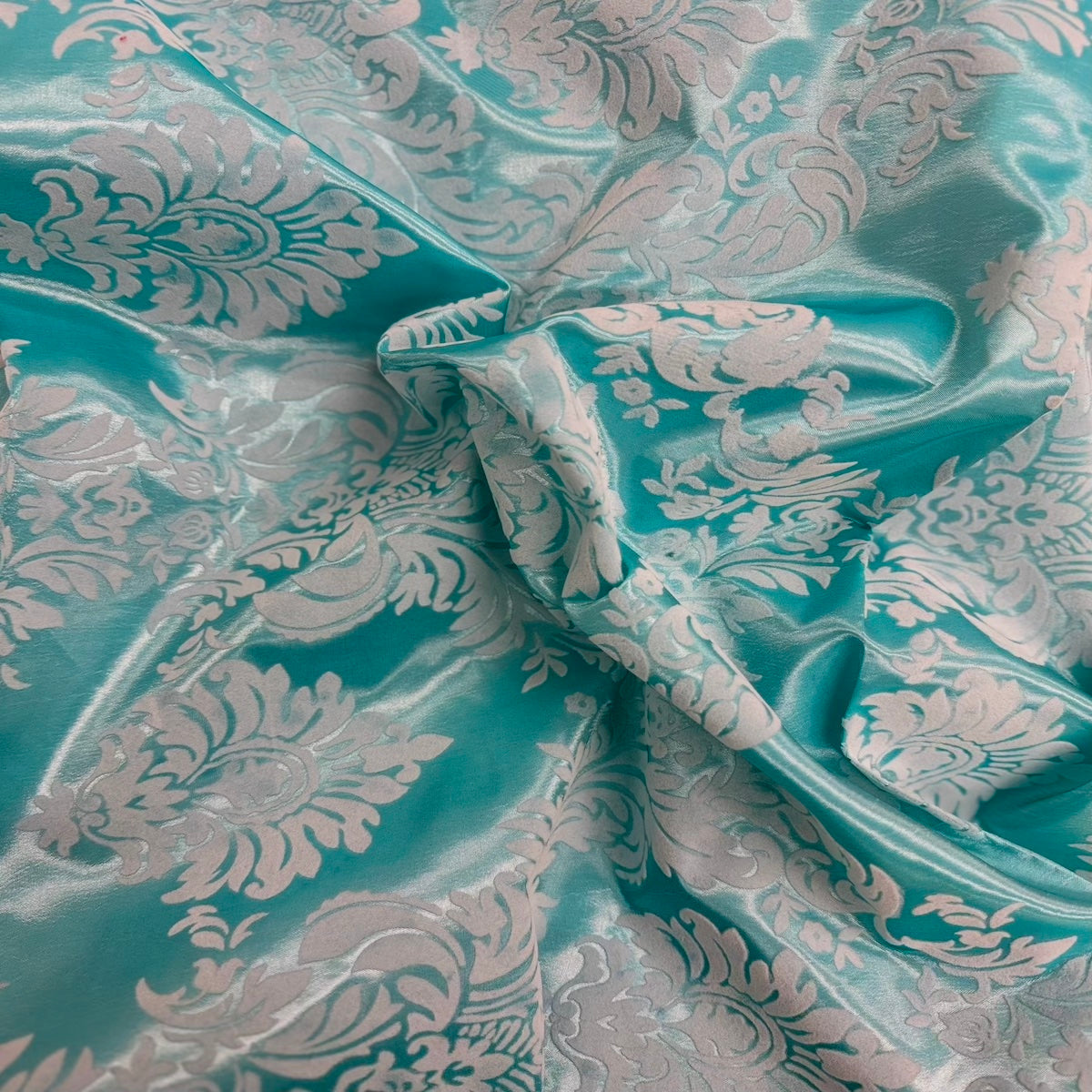 Damask Flocked Taffeta Fabric