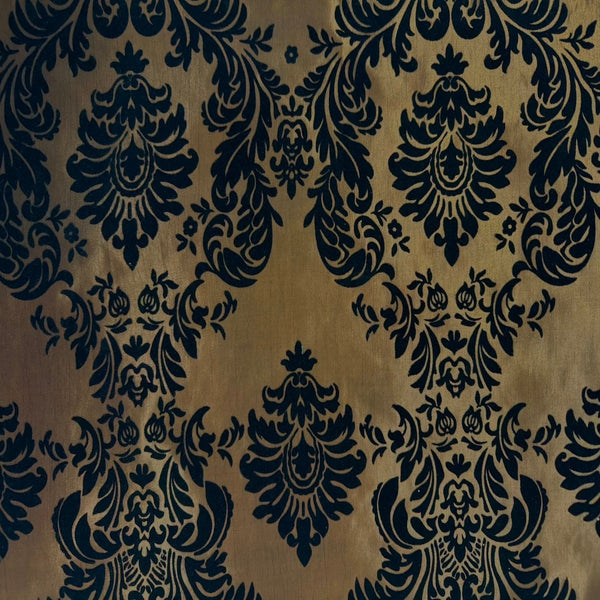 Brown | Black Damask Flocking Velvet Taffeta Fabric