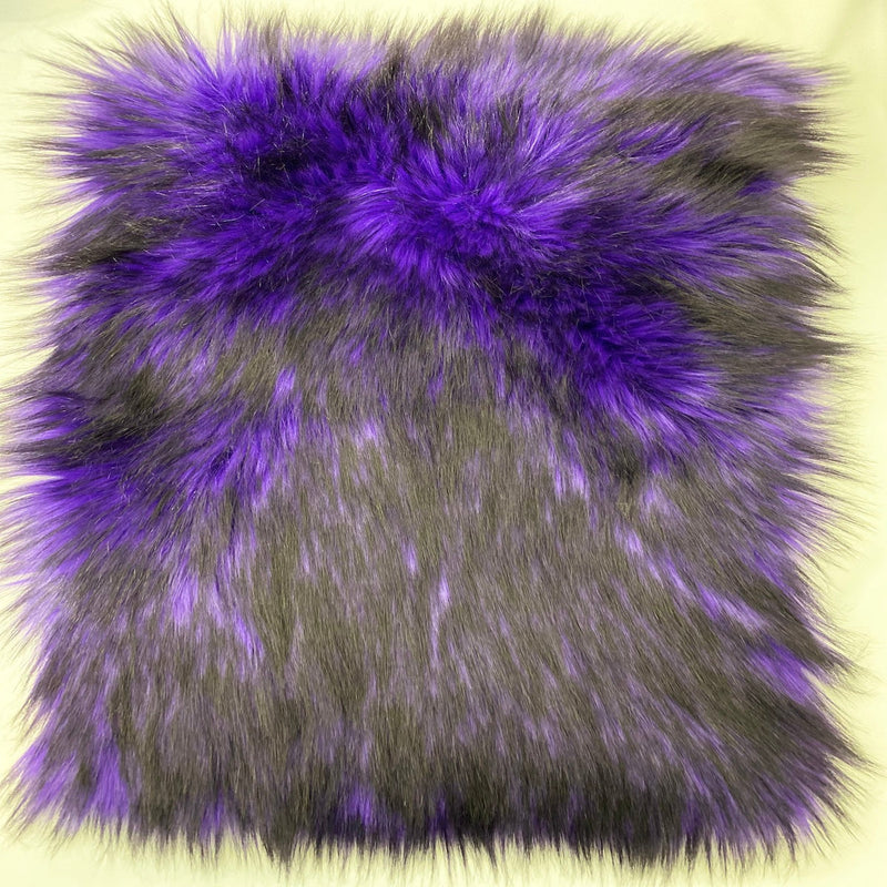 Purple Black Husky Print Long Pile Shaggy Faux Fur Fabric