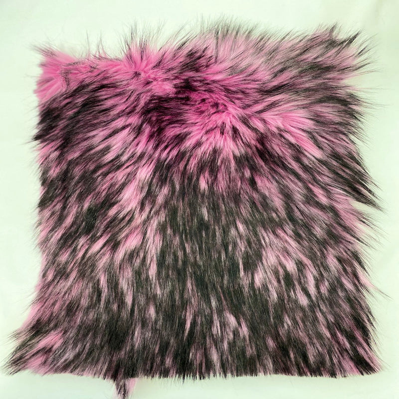 Light Pink Black Husky Print Long Pile Shaggy Faux Fur Fabric