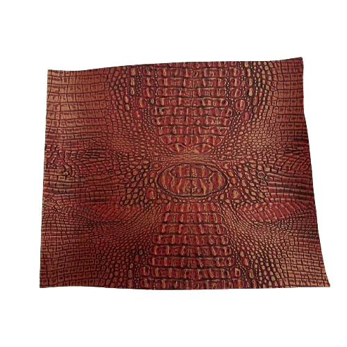 Red | Gold Mugger Two Tone Gator Faux Leather Vinyl Fabric