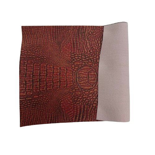 Red | Gold Mugger Two Tone Gator Faux Leather Vinyl Fabric