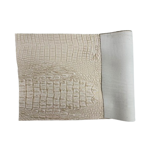 Beige | Gold Mugger Two Tone Gator Faux Leather Vinyl Fabric