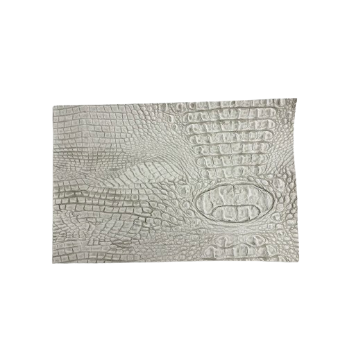 Light Gray | White Mugger Two Tone Gator Faux Leather Vinyl Fabric