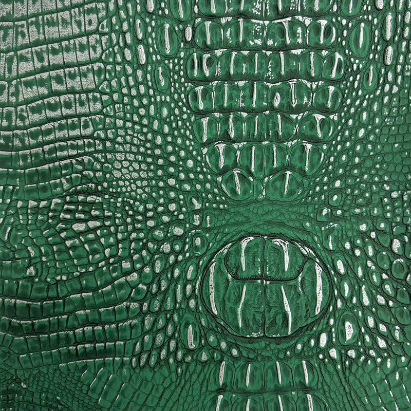 Hunter Green | Silver Mugger Two Tone Gator Faux Leather Vinyl Fabric