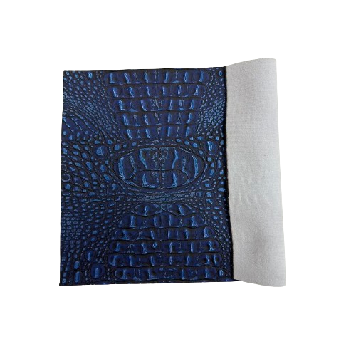 Royal Blue | Black Mugger Two Tone Gator Faux Leather Vinyl Fabric