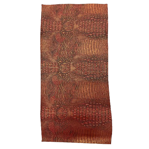 Red | Gold Mugger Two Tone Gator Faux Leather Vinyl Fabric