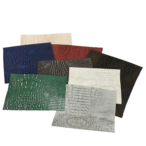 Black | Silver Mugger Two Tone Gator Faux Leather Vinyl Fabric