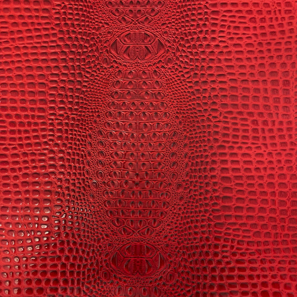 Fire Red Aussie 3D Embossed Gator Vinyl Fabric