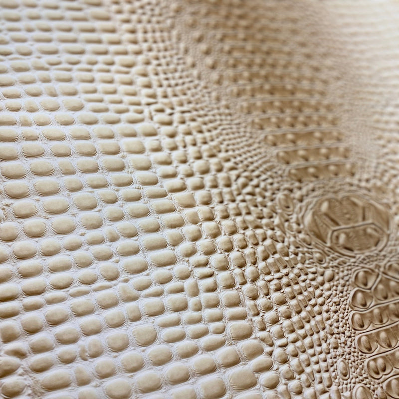 Light Beige Aussie 3D Embossed Gator Vinyl Fabric