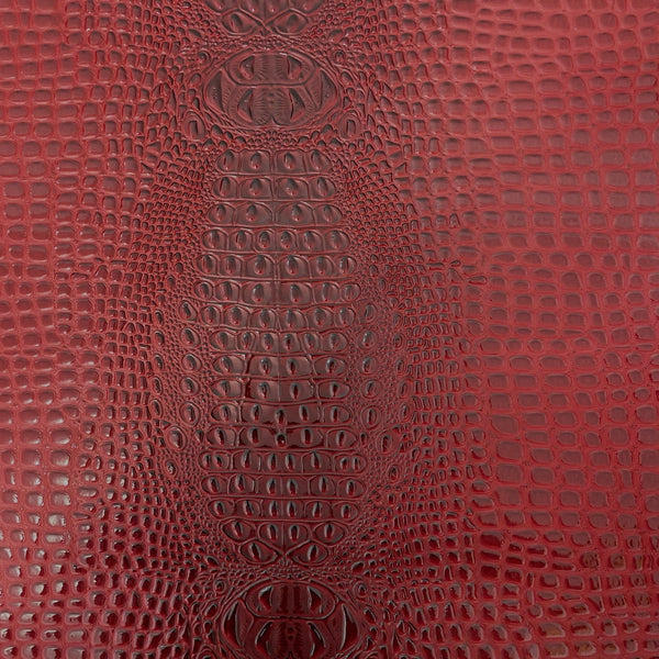 Ruby Red Aussie 3D Embossed Gator Vinyl Fabric