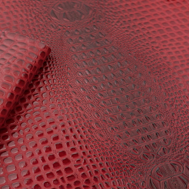 Ruby Red Aussie 3D Embossed Gator Vinyl Fabric