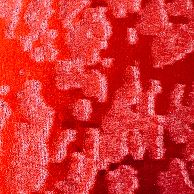 Embossed Island Stretchy Velvet Hologram Print | Spandex palace Red