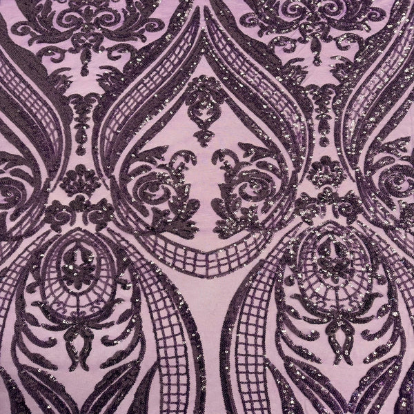 Plum Purple Catina Sequins Lace Fabric