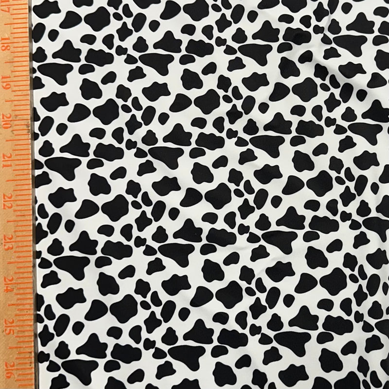 Cow Design 4 Way Stretchy polyester Spandex Fabric | Spandex Palace White Black