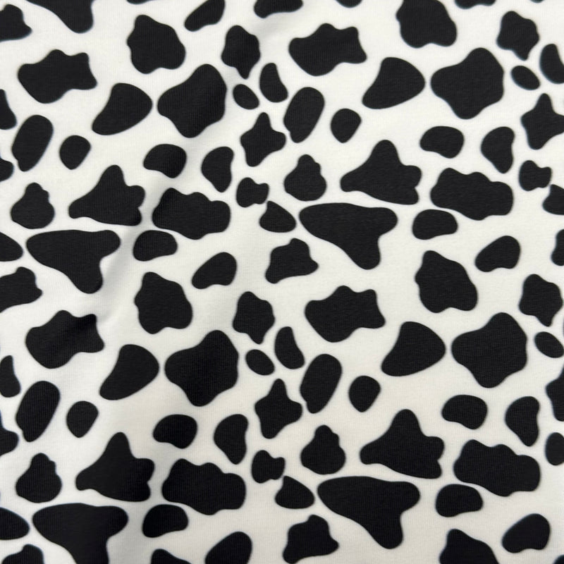 Cow Design 4 Way Stretchy polyester Spandex Fabric | Spandex Palace White Black