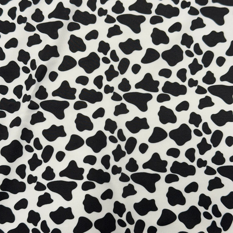 Cow Design 4 Way Stretchy polyester Spandex Fabric | Spandex Palace White Black