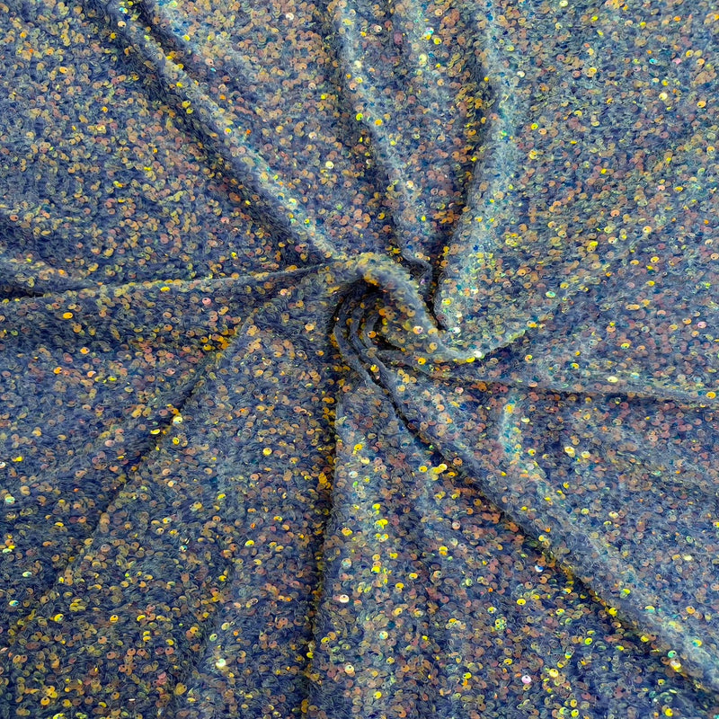 Lavender Iridescent Sequins Embroidered Stretch Velvet Rodeo Fabric