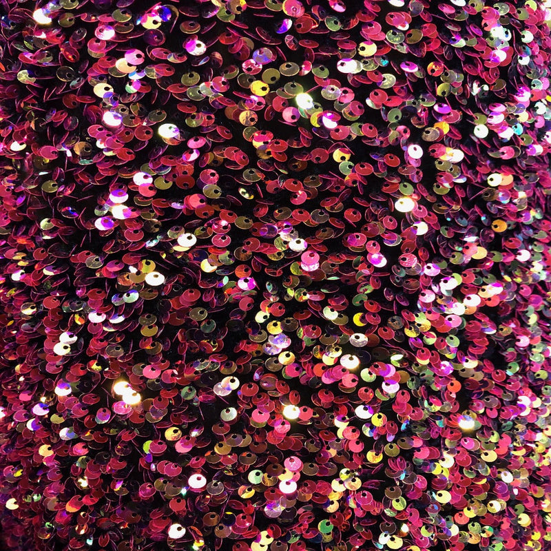 Rainbow Iridescent Sequins Embroidered Stretch Velvet Rodeo Fabric