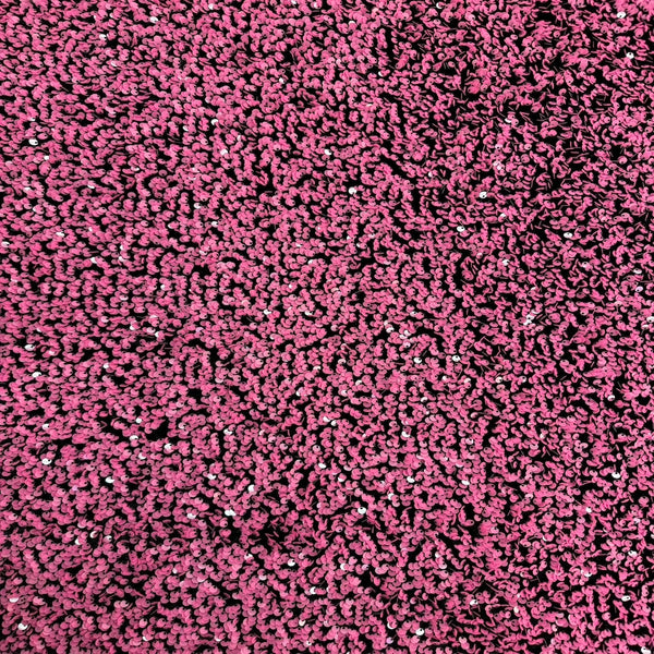 Fuchsia | Black Sequins Embroidered Stretch Velvet Rodeo Fabric