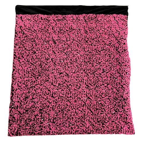 Fuchsia | Black Sequins Embroidered Stretch Velvet Rodeo Fabric