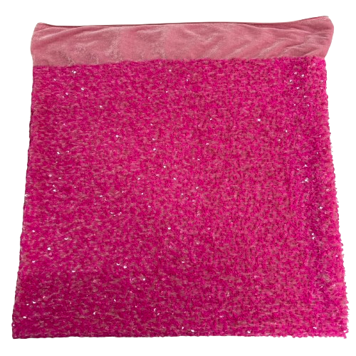 Neon Pink Sequins Embroidered Stretch Velvet Rodeo Fabric