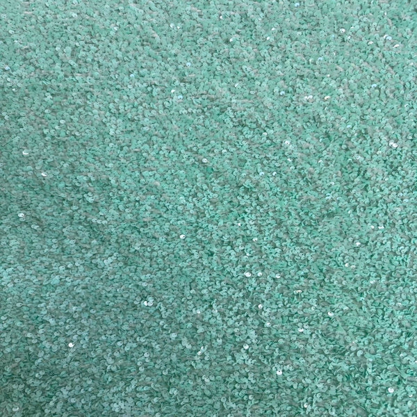 Mist Green Sequins Embroidered Stretch Velvet Rodeo Fabric