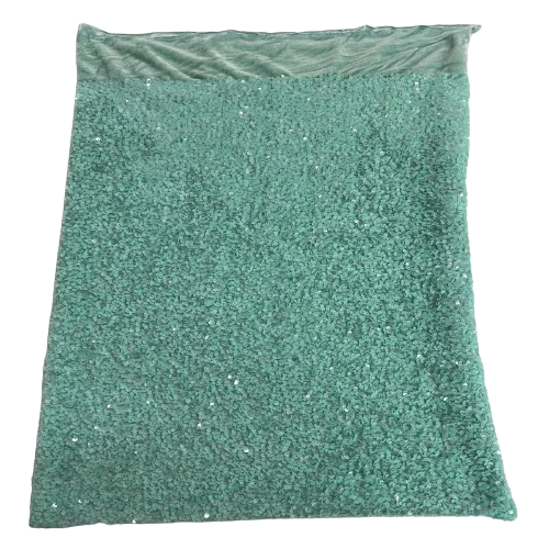 Mist Green Sequins Embroidered Stretch Velvet Rodeo Fabric