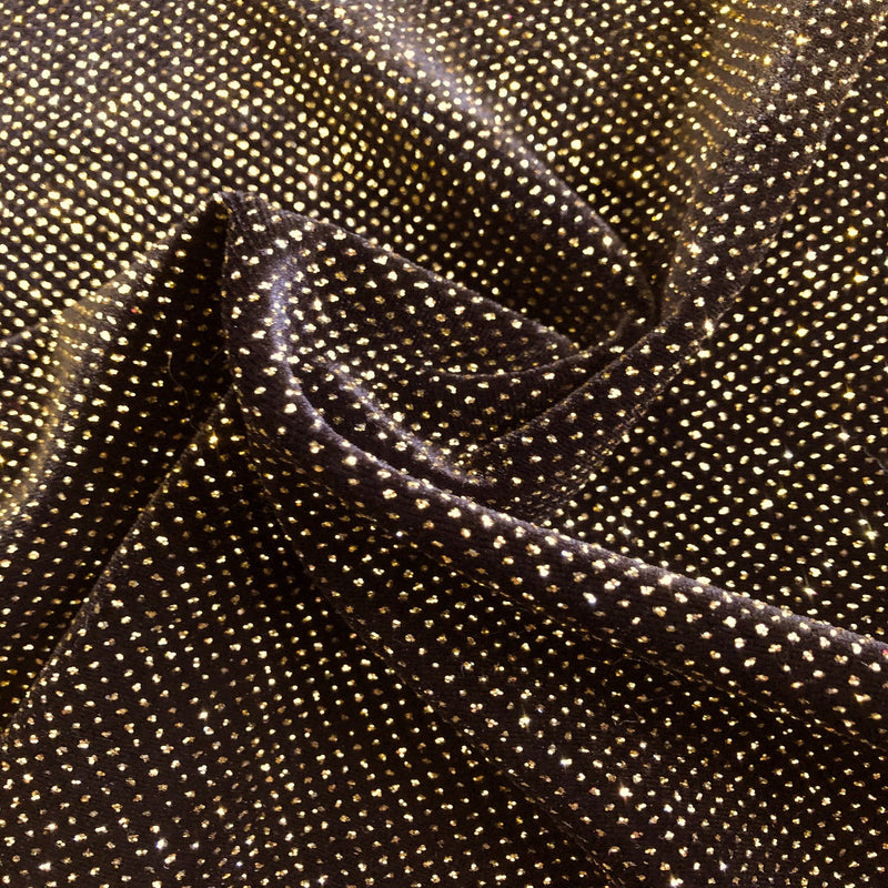 Gold Sparkle Glitter Lurex Stretch Velvet Fabric