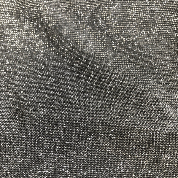 Silver Black Holographic Shimmer Glitter Spandex Fabric