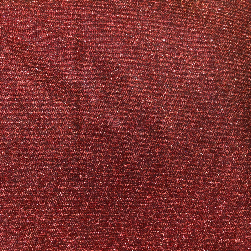 Red Black Holographic Shimmer Glitter Spandex Fabric