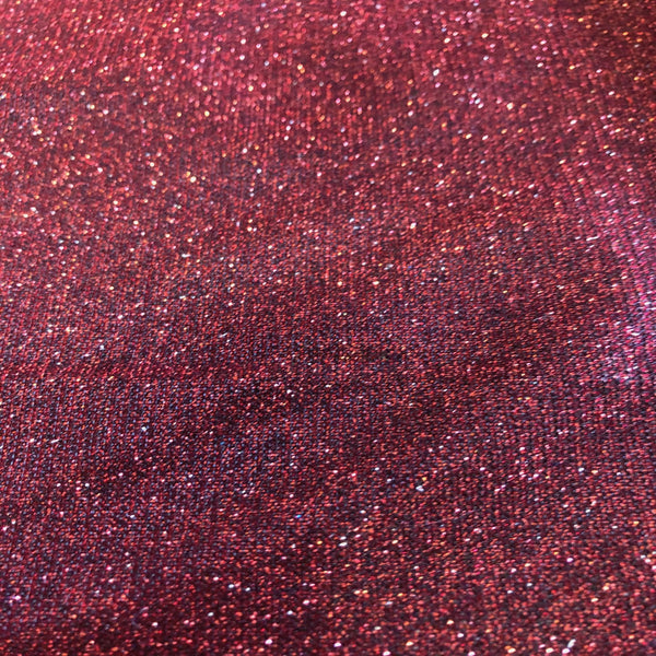 Red Black Holographic Shimmer Glitter Spandex Fabric