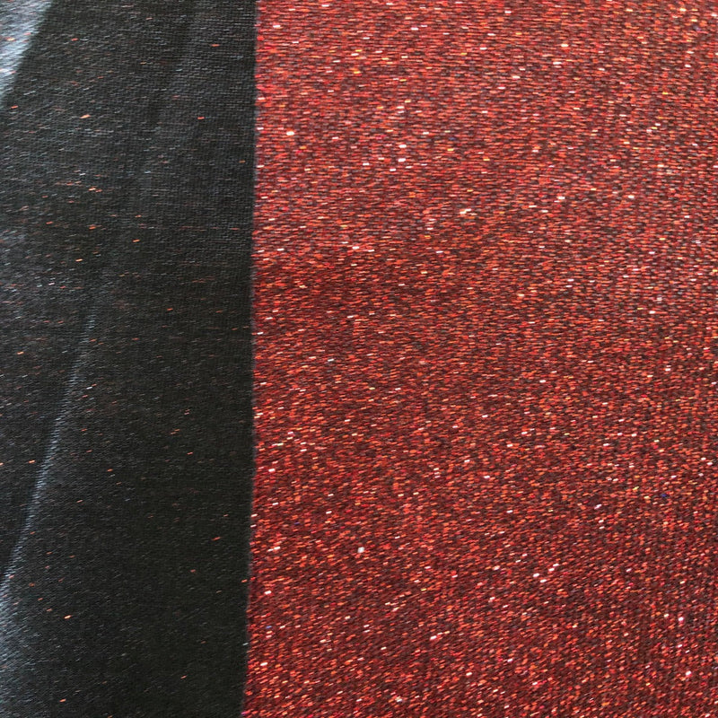 Red Black Holographic Shimmer Glitter Spandex Fabric