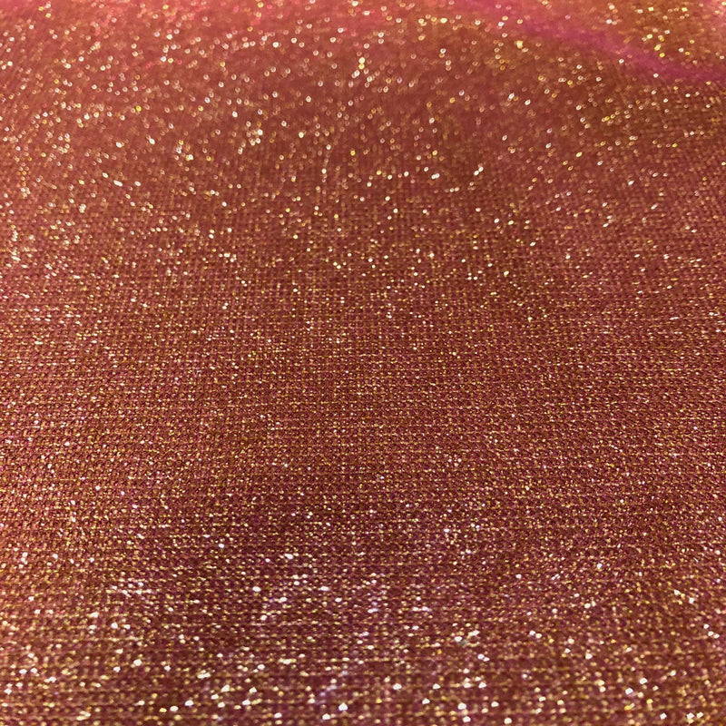 Hot Pink Gold Holographic Shimmer Glitter Spandex Fabric