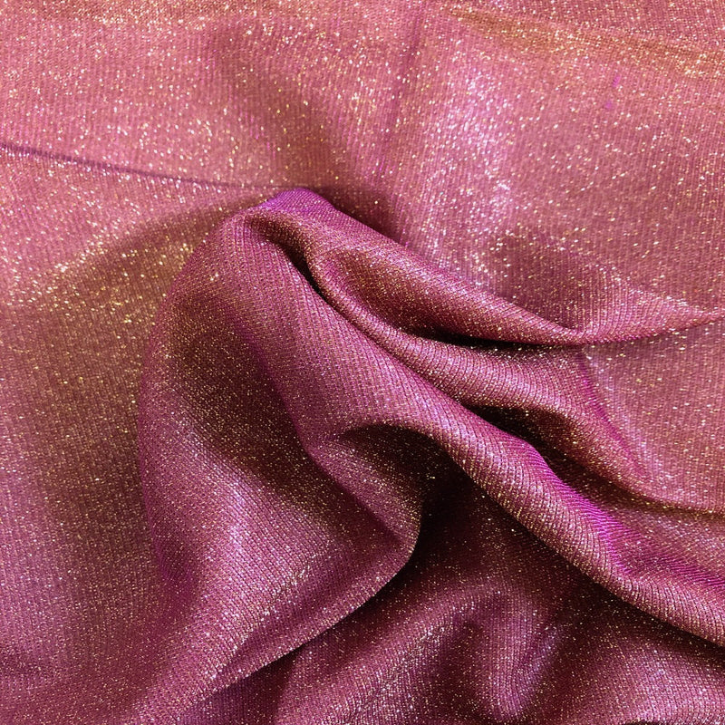 Hot Pink Gold Holographic Shimmer Glitter Spandex Fabric