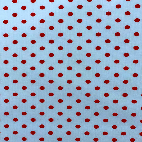 White Red Mini Polka Dot Poly Cotton Fabric