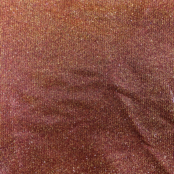 Red Gold Holographic Shimmer Glitter Spandex Fabric