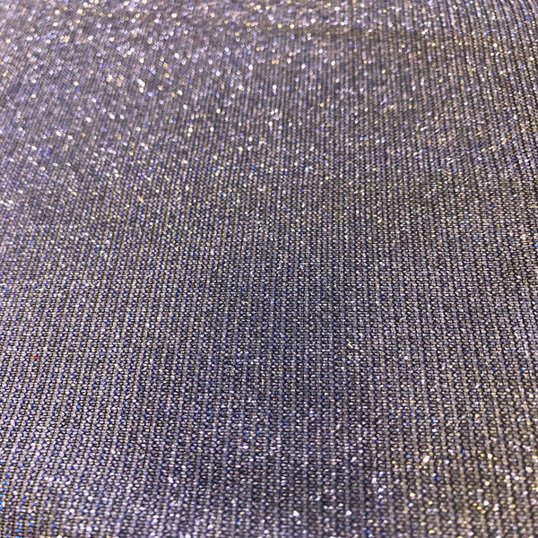 Silver Royal Blue Holographic Shimmer Glitter Spandex Fabric