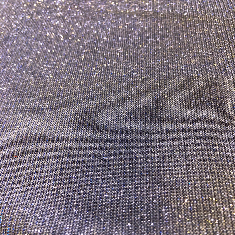 Silver Royal Blue Holographic Shimmer Glitter Spandex Fabric