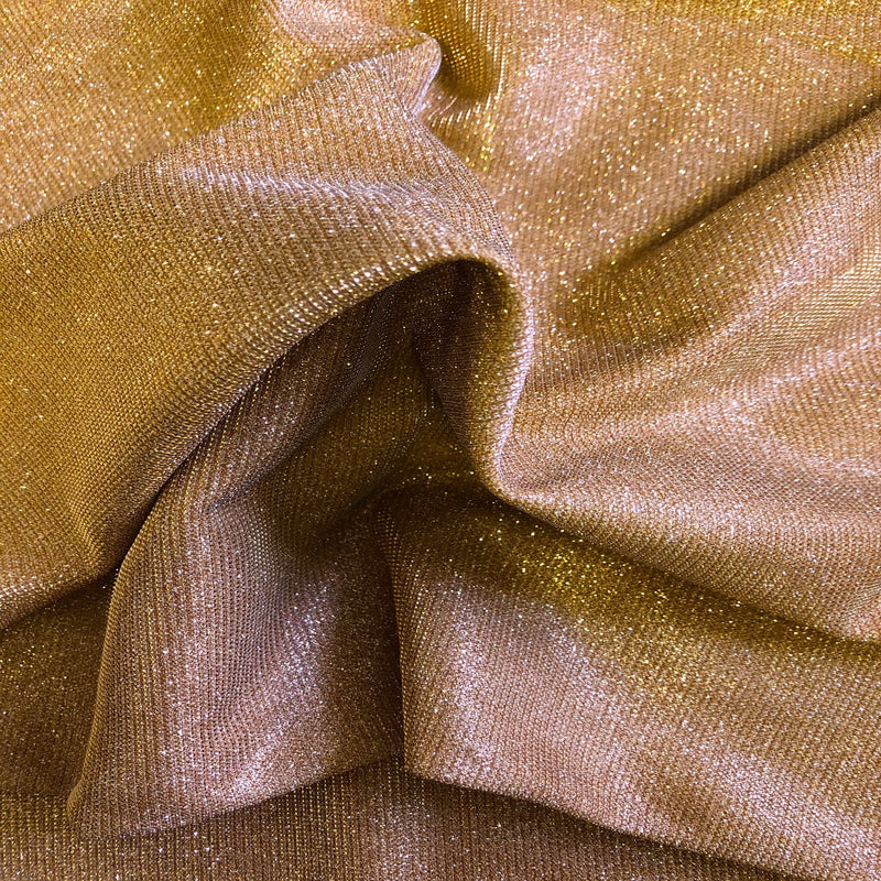 Rose Gold Holographic Shimmer Glitter Spandex Fabric