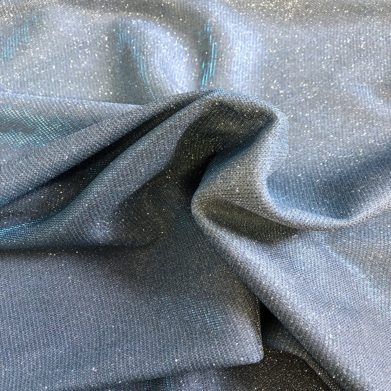 Baby Blue Silver Holographic Shimmer Glitter Spandex Fabric