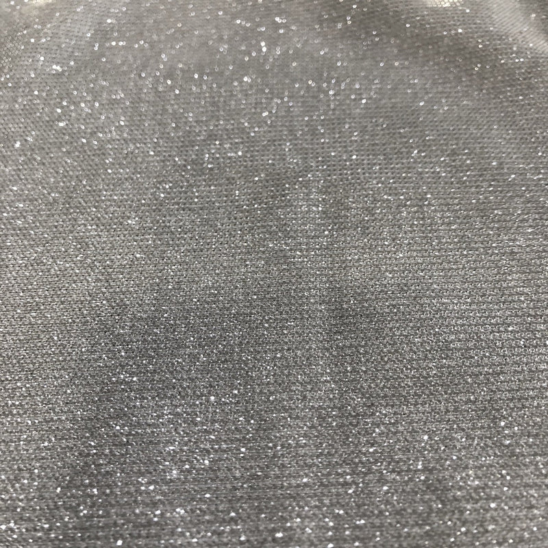 Silver Holographic Shimmer Glitter Spandex Fabric